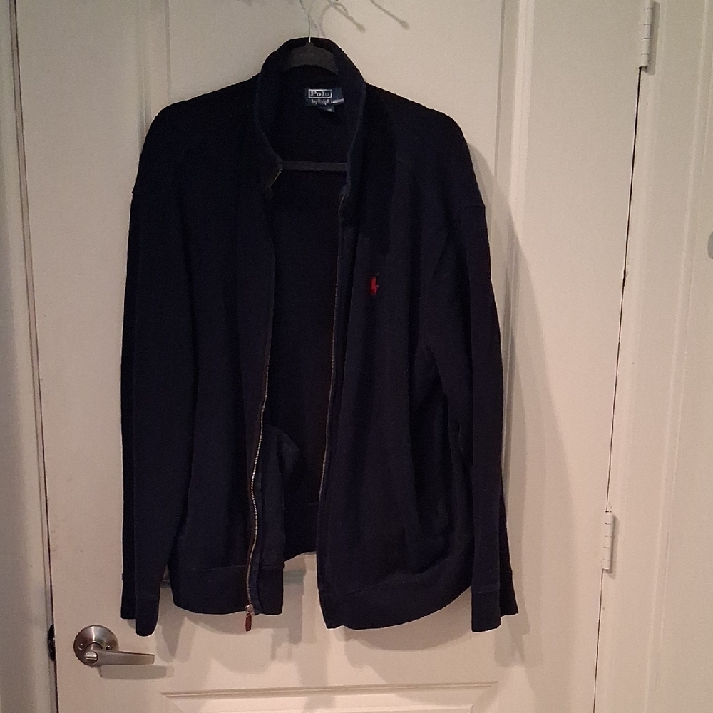 Ralph Lauren Navy Cotton Polo Cardigan with Embroidered Logo